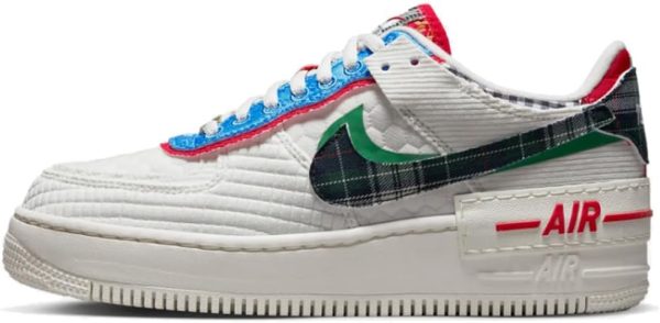 Nike Air Force 1 Shadow Women's Shoes (DZ5193-100, SAIL/Classic Green/University Blue/Multi-Color) Size 6.5