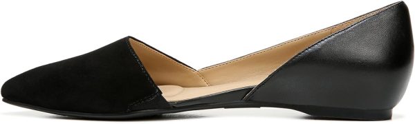 Naturalizer Womens Samantha Comfortable Pointed Toe D'Orsay Slip On Ballet Flat ,Black Suede Leather,7 W US