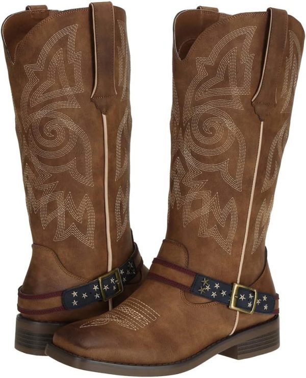 SheSole Women's Western Fashion Square Toe Cowboy Cowgirl Country Boots