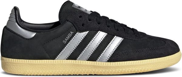 adidas Samba WMNS Sneaker, Core Black/Matte Silver/Almost Yellow, Size 9.5