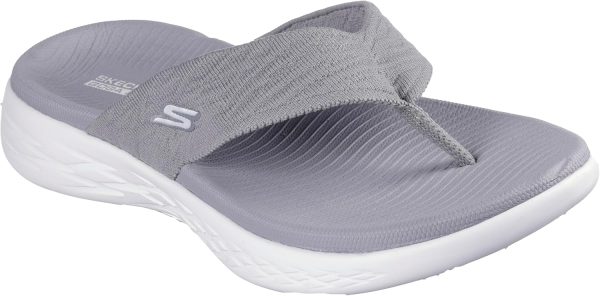 Skechers Women's On-The-go 600 Sunny Flip-Flop, Gray, 8