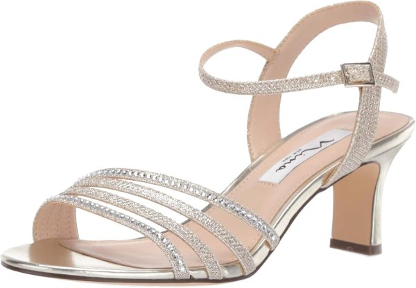 NINA Nelena - Women's Sparkling Dress Sandals with Crystal Embellishments Shoes - Elegant and Comfortable heeled Sandals for Women - Casual and Dress - Women Shoes