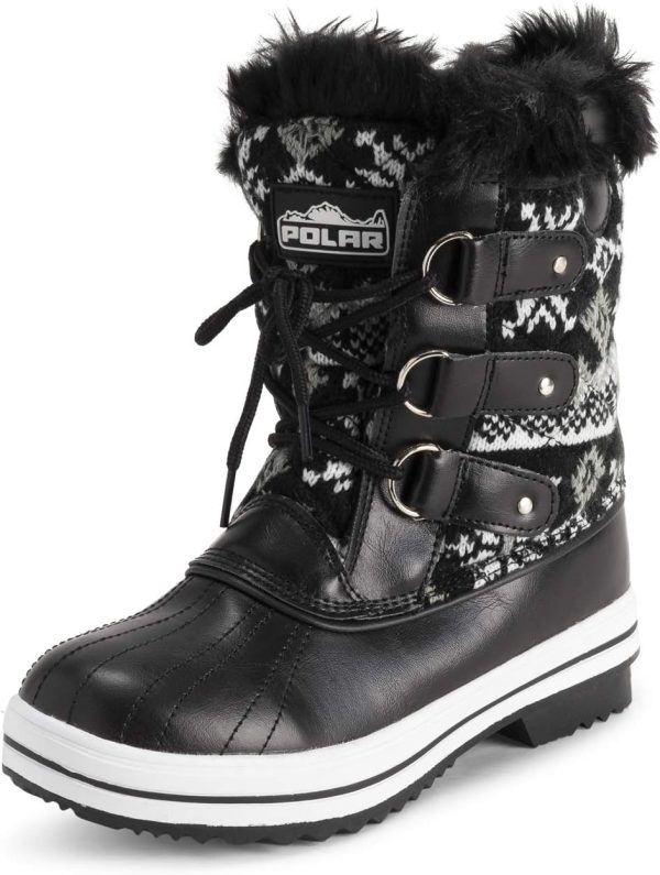 Polar Products Womens Snow Boot Quilted Short Winter Snow Rain Warm Waterproof Boots