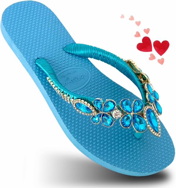 AdDRESSingMe Glam Rhinestones Flip Flops For Women